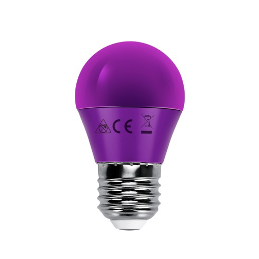 Dekoratívna LED žiarovka E27 na 230V G45 4W fialová