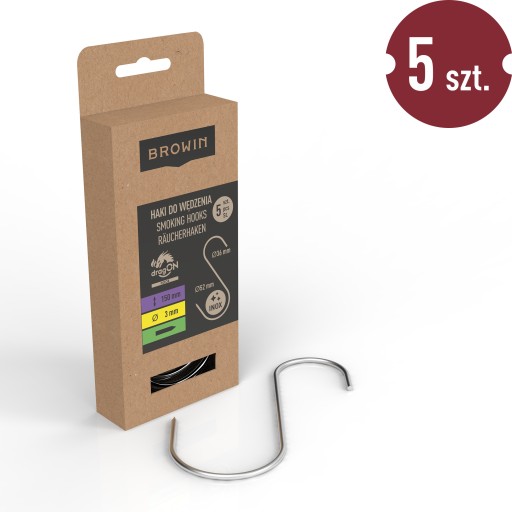 Tradičné udiarenské háky S Browin 5 kusov 150 mm, priemer 4 mm