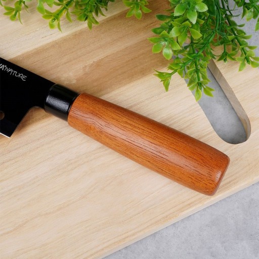 Kuchynský nôž z čiernej ocele SANTOKU na sekanie NATURE