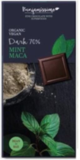 Vegánska tmavá čokoláda s mätou a matzom BEZ SKLA. BIO 70 g