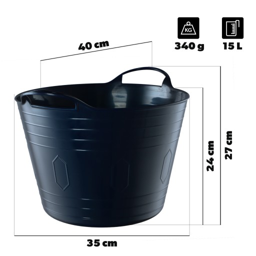 KADAX FLEXIBILNÝ PLASTOVÝ KOŠÍK NA PRÁDLO, UNIVERZÁLNY, 15L, ÚCHYTKY, NÁMORNÍCKA MODRÁ