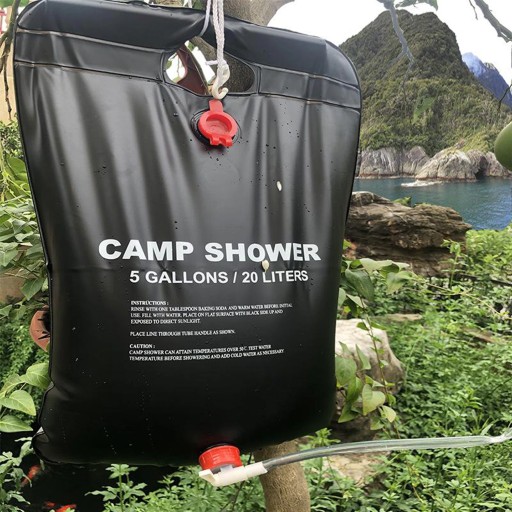 SLNEČNÁ TURISTICKÁ KAMPAŇOVÁ POĽNÁ SPRCHA 20L PRENOSNÁ ČIERNA