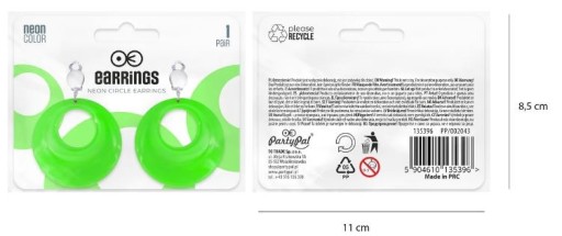 CLIPS náušnice NEON GREEN HOOPS DISCO outfit 70. a 80. roky 20. storočia