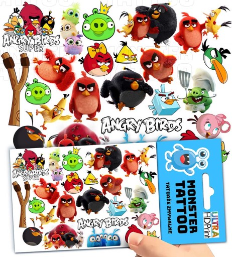 UMÝVAJÚCE DOČASNÉ TETOVANIE PRE DETI ANGRY BIRDS ORIGINÁLNE DIZAJNY