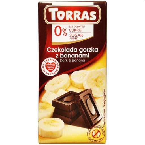 Torras Horká čokoláda s banánom, bez pridaného cukru, 75g