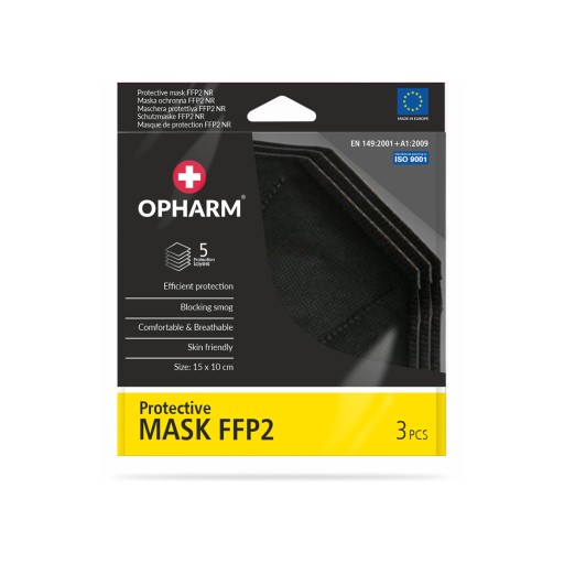 Ochranná maska FFP2 OPHARM 3 ks - ČIERNA