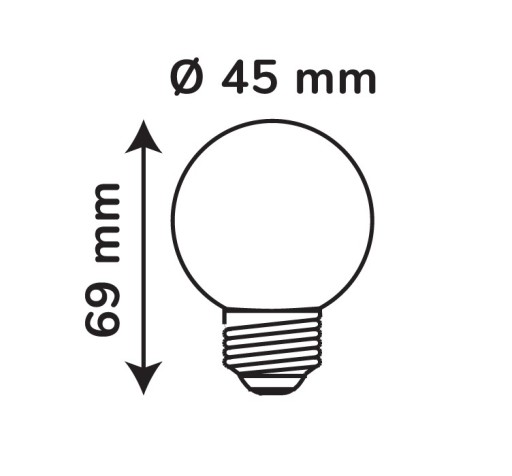 E27 LED žiarovka 1W 3000K G45 Mliečna guľa
