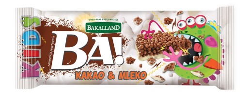 BAKALLAND BA! KIDS Cereálna tyčinka, kakao a mlieko 25g