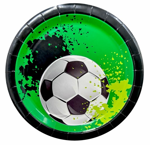 Jednorazové papierové TANIERE zelená futbalová lopta narodeniny 18 cm 6 ks