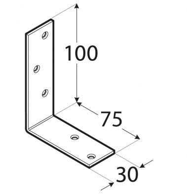 ODOLNÝ UHOL lúča KB1 100x75x30 KONEKTOR 3,0 hrubý zlatý plech