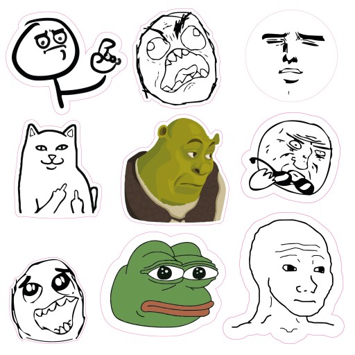 SADA NÁLEPEK MEMES 3 Vtipný mix NA BICYKEL