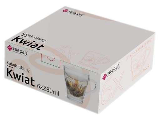 Sklenený hrnček s kornútkom na kávu a čaj, 280ml KVET