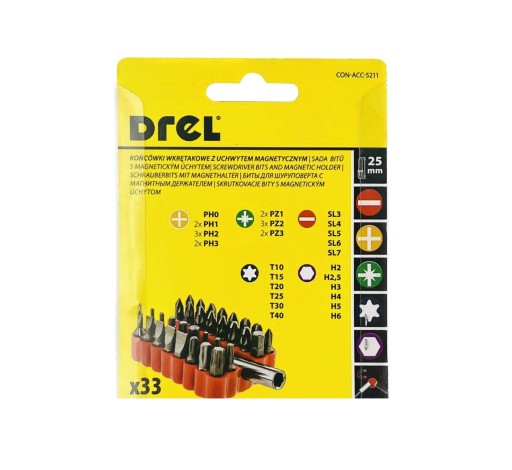 SADA HROTOV S MAGNETICKÝM DRŽIAKOM 25mm 33ks