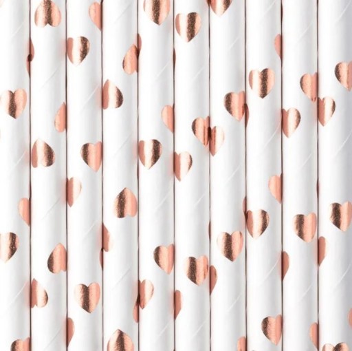 PAPIEROVÉ SLIMKY Party Rose Gold Hearts 10 ks
