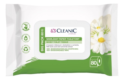 Cleanic Moisturized toaletný papier Harmanček 80 ks