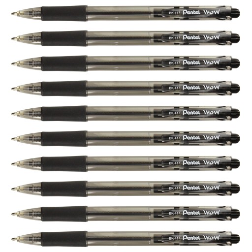 Pentel BK417 automatické guľôčkové pero čierne WOW 10 ks