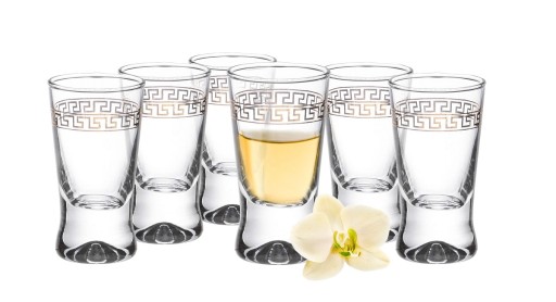 POHÁRE na vodku 25ml, sada 6 ks, grécky motív