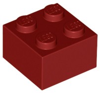 LEGO 3003 BRICK 2x2 tmavočervená (15g) 12 ks.