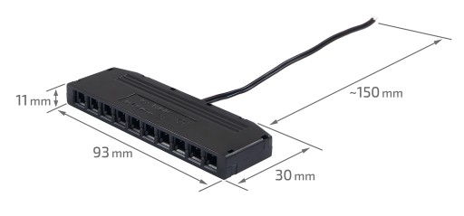 MINI AMP LED DISTRIBUTOROVÝ KÁBEL 10 BODOV ČIERNA