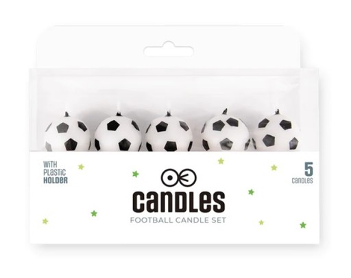 SVIEČKY NA NARODENINOVÉ OZDOBENIE TORTY FUTBAL 5x