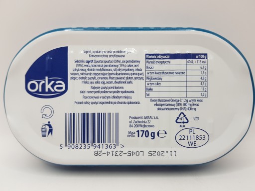 Orka šprota Obľúbená v paradajkovej omáčke 170g