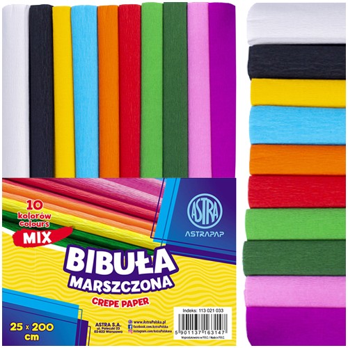 Krimpovaný hodvábny papier ASTRA SHORT SCHOOL 10 FAREB 25x200CM INTENZÍVNY