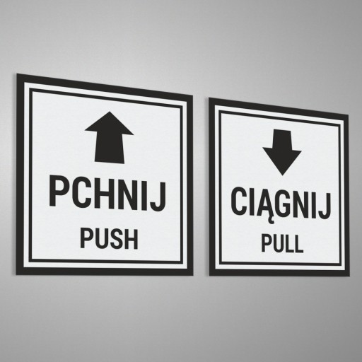 Push, Pull - samolepky 10x10