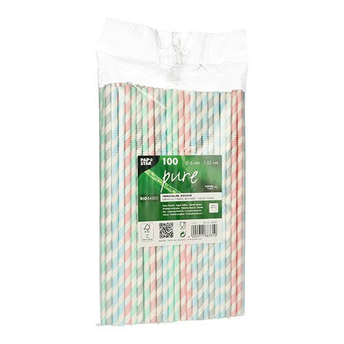 Ekologické pastelové slamky na papier, 22 cm, 100 ks