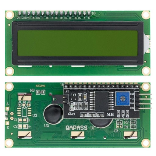 i2C 1602 LCD displej 2x16 znakov s spájkovaným HD44780 prevodníkom ZELENÝ