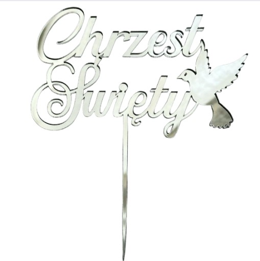 Svätý krst s holubicou Baptism Topper PLEXI strieborné zrkadlo