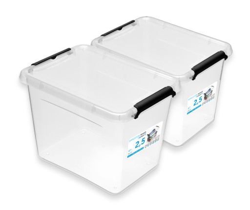 Sada priehľadných plastových nádob s vrchnákom, 2,5L boxy