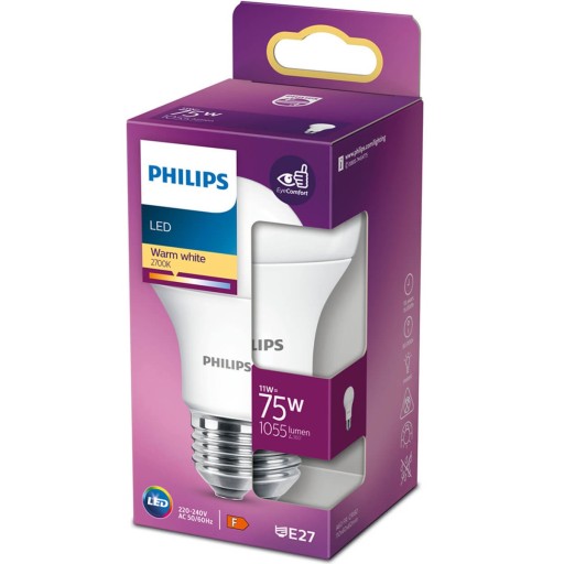E27 A60 LED žiarovka 10W = 75W 1055lm 4000K Neutrálna Biela PHILIPS