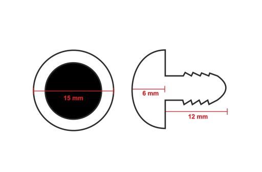 BEZPEČNOSTNÉ OČI ČERVENÉ BEZPEČNOSTNÉ OČI 15mm C9
