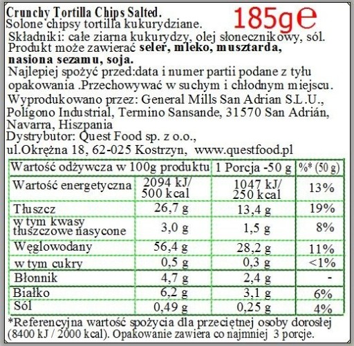 Kukuričné lupienky Tortilla Chips 185g ORIGINÁL
