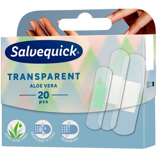 SALVEQUICK TRANSAPRENT ALOE VERA náplasti transparentné S ALOE 20 ks.