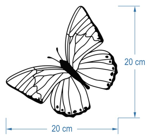 Nálepka na stenu BUTTERFLY, dievčenský motýľ, 20 cm