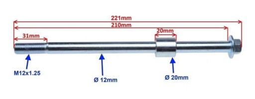 Predná náprava M12x210 Junak 905