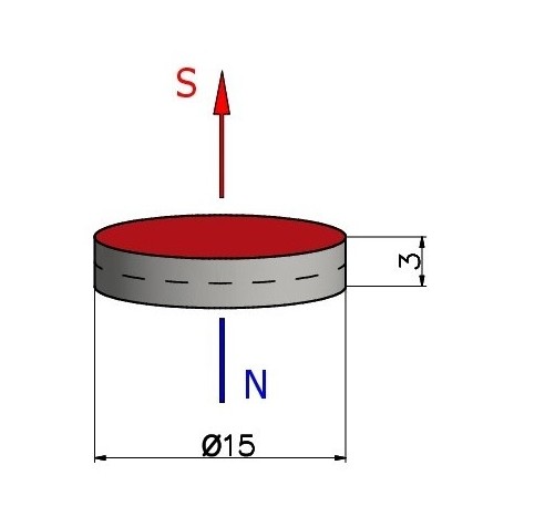 Neodymový magnet 15x3mm Cylindrický silný valec N42