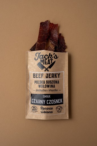 JACK'S MEAT Polska Sušené hovädzie Jerky príchuť ČIERNY CESNAK 30G
