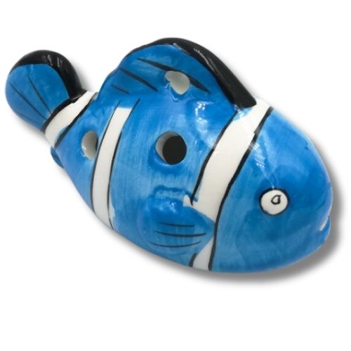 mini OCARINA keramika NEMO FISH modrá 6 otvorov úchyty okaríny