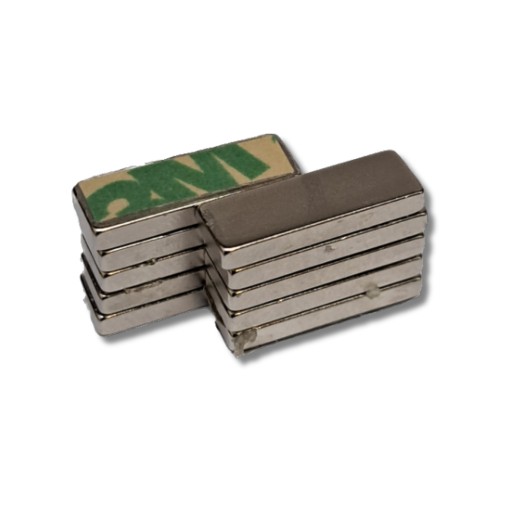 Neodymový magnet 15x5x2 mm s 3M lepiacou páskou 10 ks