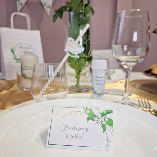 VINTAGES vizitky LILY OF THE VALLEY prijímanie KRST svadba Ďakujem x10