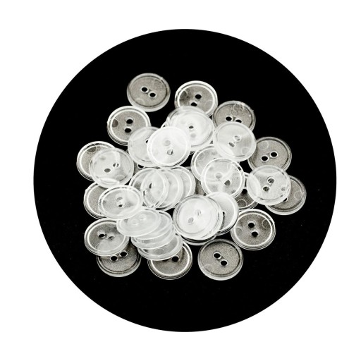 Gombíky 15mm, bezfarebné, 500ks, 24 ráfikov