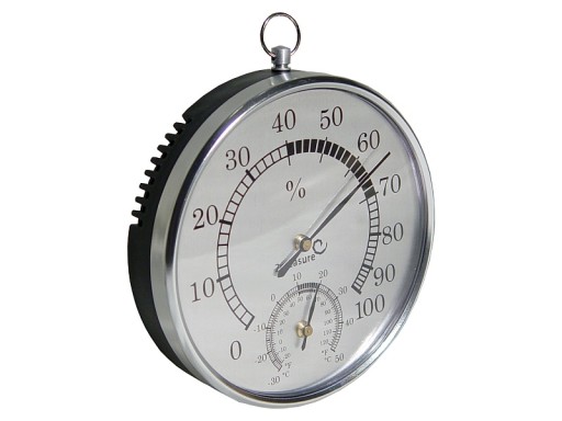 Meteostanica HYGROMETER TEPLOMER strieborná presná RETRO ANALÓGOVÁ Ø 10cm