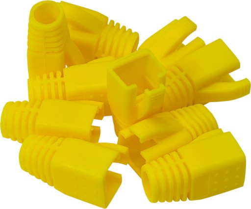 KRYTY RJ45 KRYT ZÁSTRČKY KAT.6A KAT.7 10ks ŽLTÉ PRE HRUBÝ KÁBEL