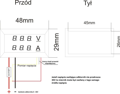 DIGITÁLNY VOLTMETER AMPÉRMETER 100V 10A ČER