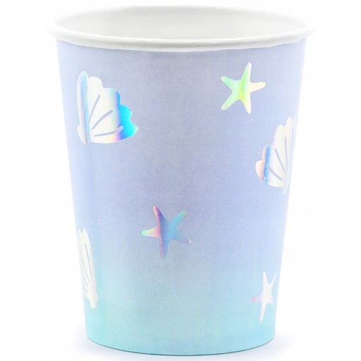Iridescent MERMAID papierové poháre Ariel NARWAL narodeninová oslava 6 ks