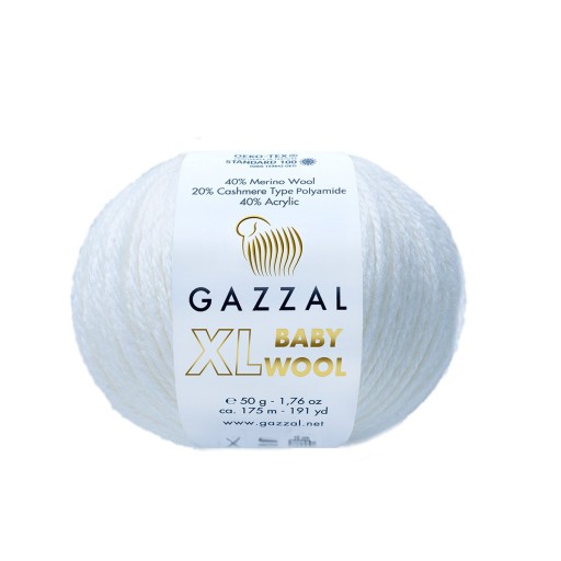 Priadza z bielej vlny Gazzal BABY WOOL XL - 801