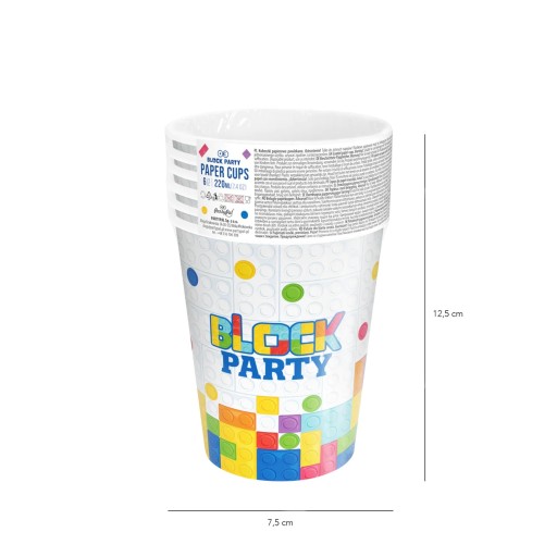BLOCKI papierové kelímky 220 ml 6 ks k narodeninám detí