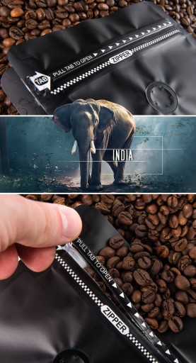 Čerstvo pražené kávové zrná 100% Arabica India 50G pre kávovar na espresso
